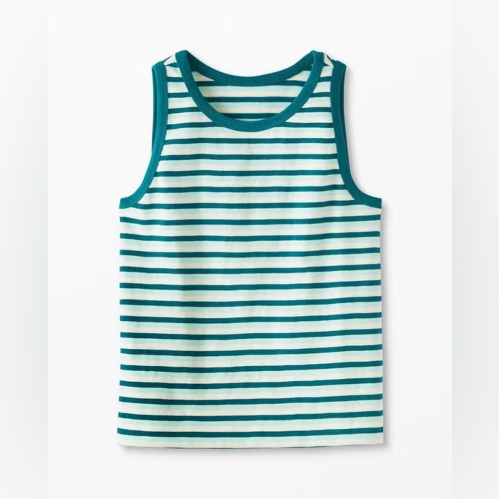 Hanna Andersson 100% Cotton Striped Knit Tank Top in Everglade Multi 140cm US 10